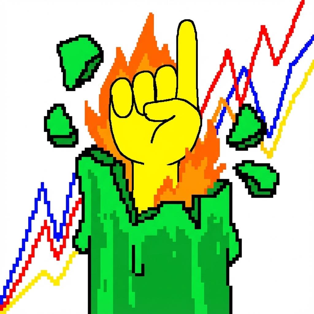 Yellow hand pointing up with flame
